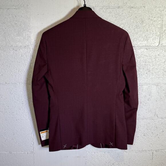 Bar III Men's Slim-Fit Wool Blend Suit Jacket Berry Red 36S $425 - Picture 9 of 9
